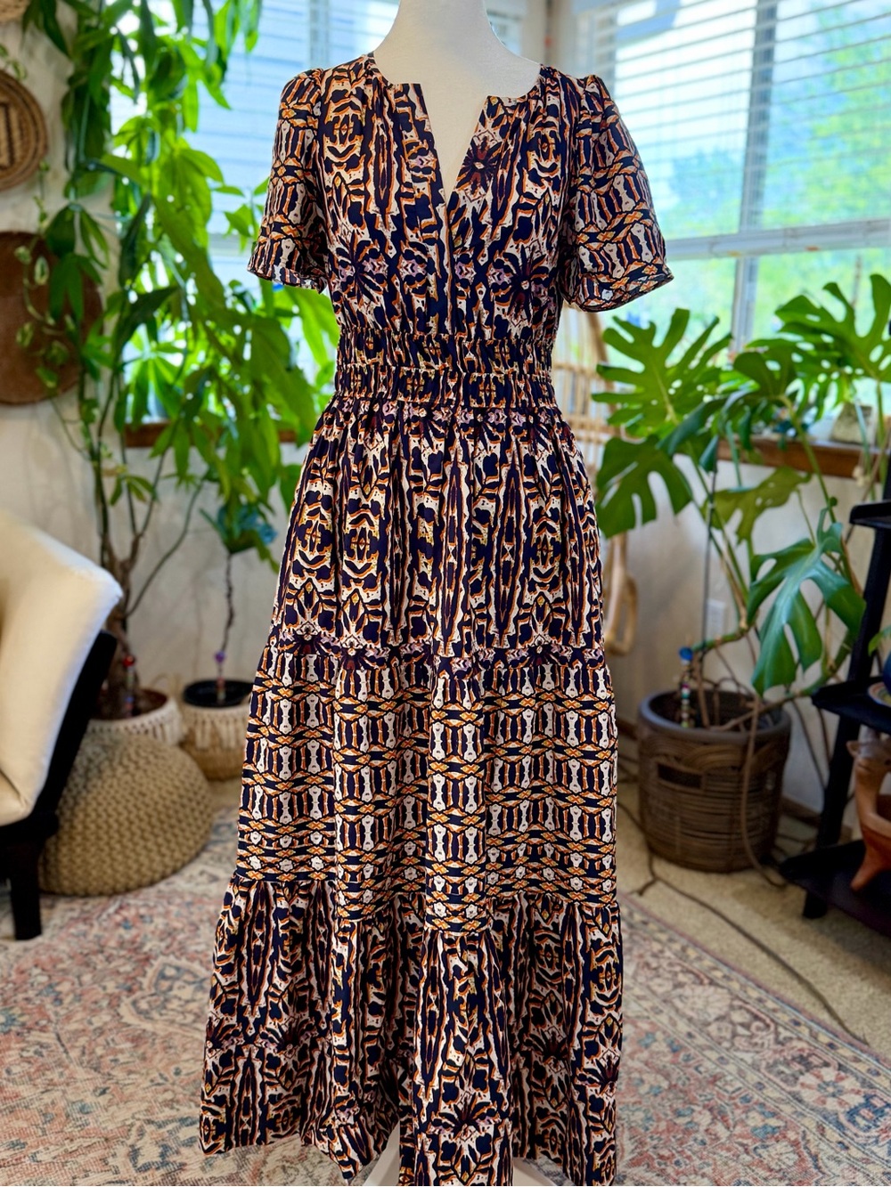 Anthropologie Maeve XS Somerset Boho Prairie 100% Cotton Sundress Midi Dress - Picture 2 of 14
